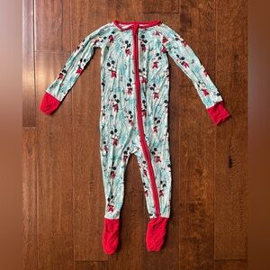 Little Sleepies Disney Mickey Winter Wonderland Bamboo Zippy Pajamas Size 3T